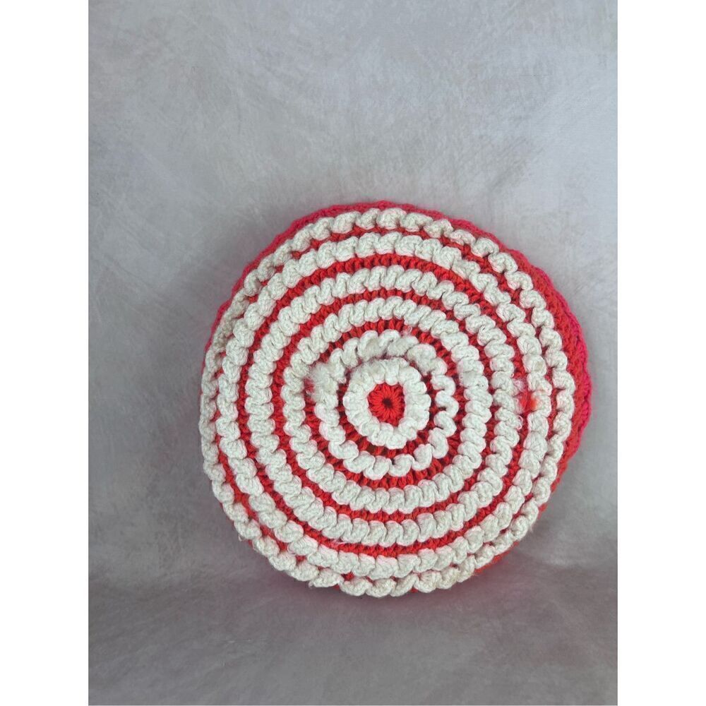 Vintage Mod Afghan Crochet Pillow 1970s